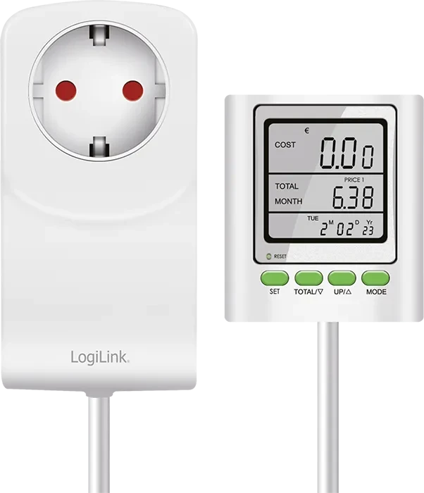 LogiLink Energiekosten-Messgerät mit CO2-Emissionsberechnung/Verlängerungskabel