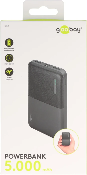Wentronic Powerbank kompakt 5000mAh schwarz