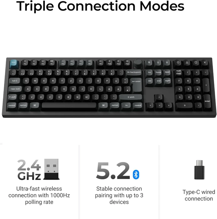 Keychron Q6 Ultra 8K, schwarz, LEDs RGB, hot-swap, Keychron Silk POM RED, USB/Bluetooth, DE