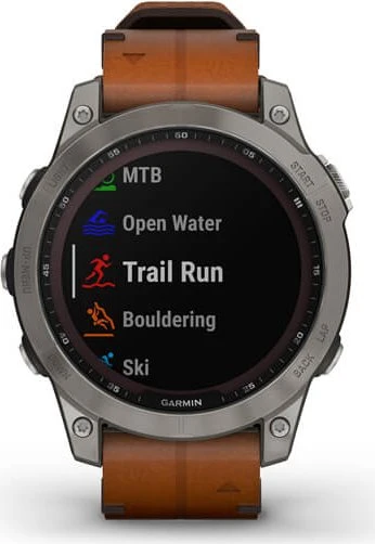 Garmin Fenix 7 Sapphire Solar titanium/chestnut leather