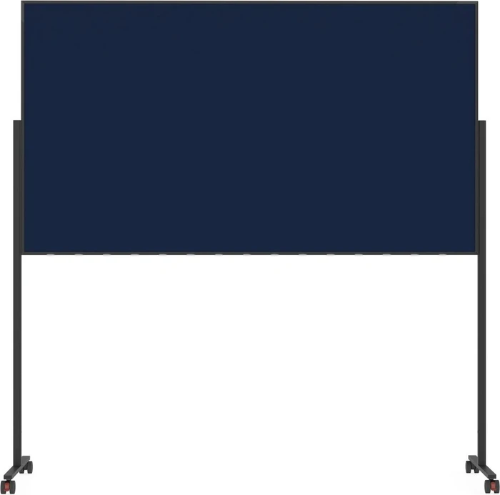 Magnetoplan Moderationstafel VarioPin, mobile Pinnwand mit dunkelblauen Filz, schwarz/blau, 100x180cm