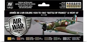 Vallejo Model Air Air War Color Series Armee de l'Air Colors 1939 to 1942 Battle of France & Vichy AF Farbset, 8-tlg.