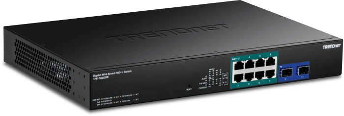 TRENDnet TPE Desktop Gigabit Smart Switch, 8x RJ-45, 2x SFP, 180W PoE++
