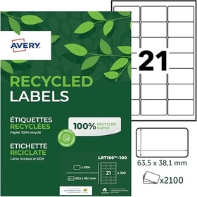 Avery-Zweckform Adressetiketten Recycling, 63.5x38.1mm, weiß, 100 Blatt (2100 Etiketten)