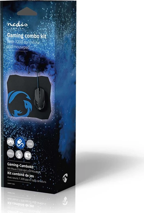 Nedis Gaming Mouse und Mousepad Set, schwarz, USB