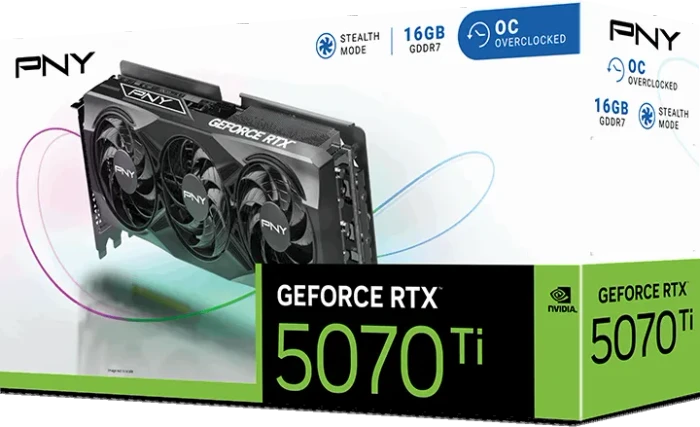 PNY GeForce RTX 5070 Ti Overclocked Triple Fan, 16GB GDDR7, HDMI, 3x DP