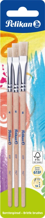 Pelikan Sorte 613F Borstenpinsel Gr. 4/6/8 Pinselset, 3-tlg. (700368)