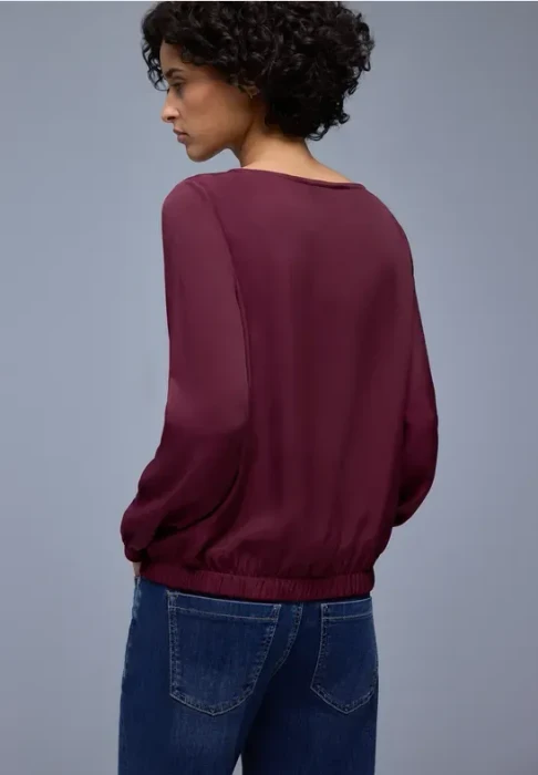 Street One Bluse mit Elastiksaum Shirt langarm truffle red (Damen)