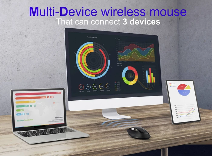 Renkforce RF-WM-220 Wireless Ergonomic Mouse mit zwei Scrollrädern schwarz, USB/Bluetooth
