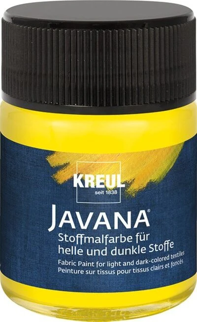 Kreul Javana Stoffmalfarbe für helle und dunkle Stoffe, gelb, 50ml