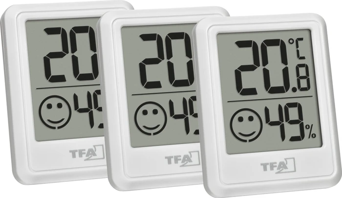 TFA Dostmann Thermo-Hygrometer weiß, digital, 3 Stück