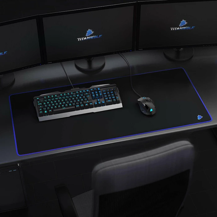 Titanwolf Symbol Blue XXL Speed Gaming-Mauspad, schwarz/blau