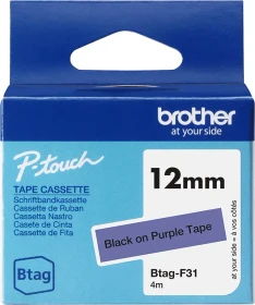 Brother Btag-F31 Beschriftungsband, 12mm, schwarz/violett
