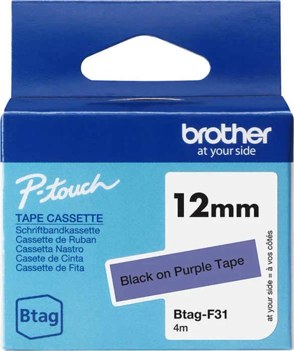 Brother Btag-F31 Beschriftungsband, 12mm, schwarz/violett