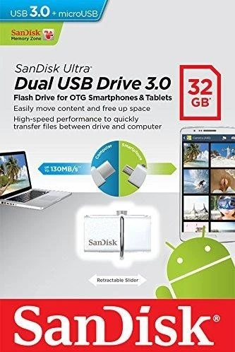 SanDisk Ultra Dual 32GB weiß, USB-A + USB Micro-B, USB 3.2 Gen 1×1, USB 2.0