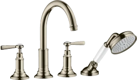 Hansgrohe Axor Montreux 4-Loch Fliesenrandarmatur mit Hebelgriffen polished nickel