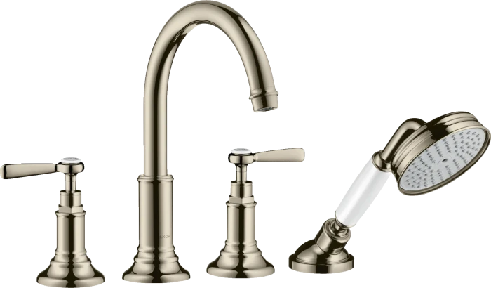 Hansgrohe Axor Montreux 4-Loch Fliesenrandarmatur mit Hebelgriffen polished nickel