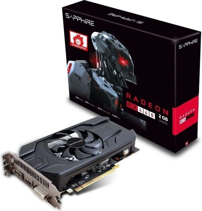 Sapphire Radeon RX 460 2G D5 OC Single Fan, 2GB GDDR5, DVI, HDMI, DP, lite retail