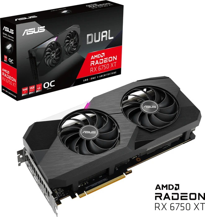 ASUS Radeon RX 6750 XT Dual OC, DUAL-RX6750XT-O12G, 12GB GDDR6, HDMI, 3x DP
