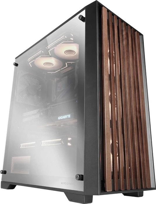 Mars Gaming MC-WOODC, schwarz, Chromed Glass Panel, Glasfenster