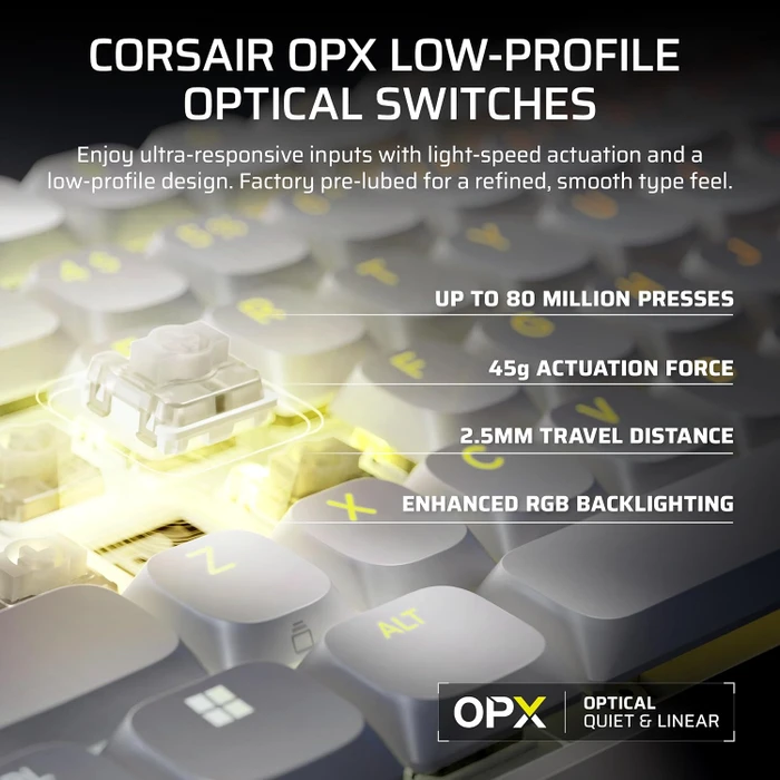 Corsair Vanguard Air 99 Wireless, weiß, LEDs RGB, Corsair OPX Low-Profile, USB/Bluetooth, UK