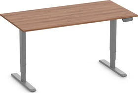 Ergolutions Primus elektrisch höhenverstellbarer Sitz-Steh-Schreibtisch 160x80cm Nussbaum/grau