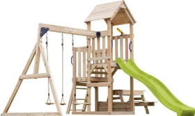 Axi Spielturm Mette mit Rutsche und Doppelschaukel natur/grün
