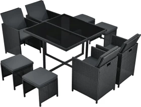 Juskys Baracoa Polyrattan Sitzgruppe L schwarz