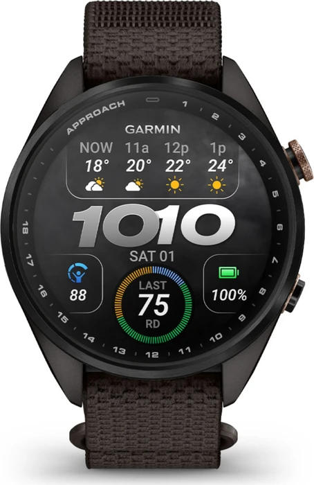 Garmin Approach S72 43mm carbon gray-heritage bronze dlc titanium/pebble grey