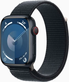 Apple Watch Series 9 (GPS + Cellular) 45mm Aluminium Mitternacht mit Sport Loop Mitternacht