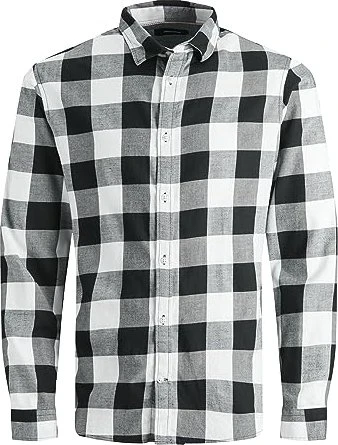 Jack & Jones Slim Fit Karo Hemd langarm whisper white (Herren)