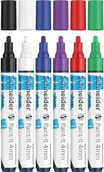 Schneider Paint-It 320 4mm Acrylmarker standard colors sortiert, 6er-Set