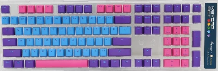 Ducky Joker Keycap Set, Kunststoff (PBT) Double-Shot, blau/violett/rosa/türkis, 109 Tasten, ISO-ND