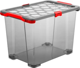 Rotho Evo Total Protection Aufbewahrungsbox, 65l, transparent/rot, inkl. Deckel
