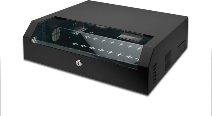 Digitus Professional SoHo-Line Slim Wandschrank 3HE, Sicherheitsglastür, IP2X, schwarz, 475mm tief
