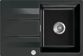 systemceram Genea 75 F Einbau Becken reversibel mit Ablauffernbedienung nero