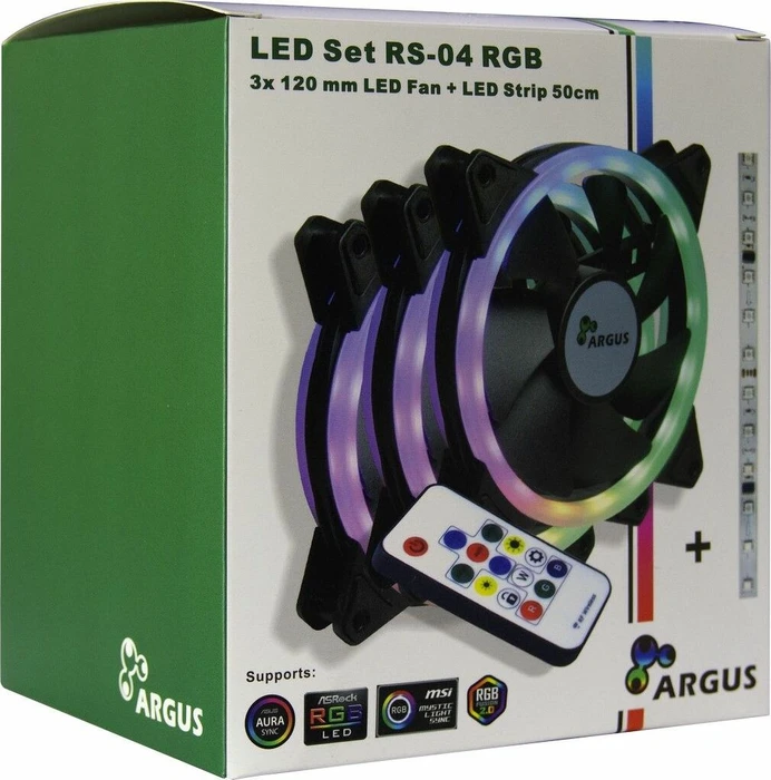 Inter-Tech Argus RS-04, LED-Steuerung, Fernbedienung, LED-Strip, 120mm, 3er-Pack