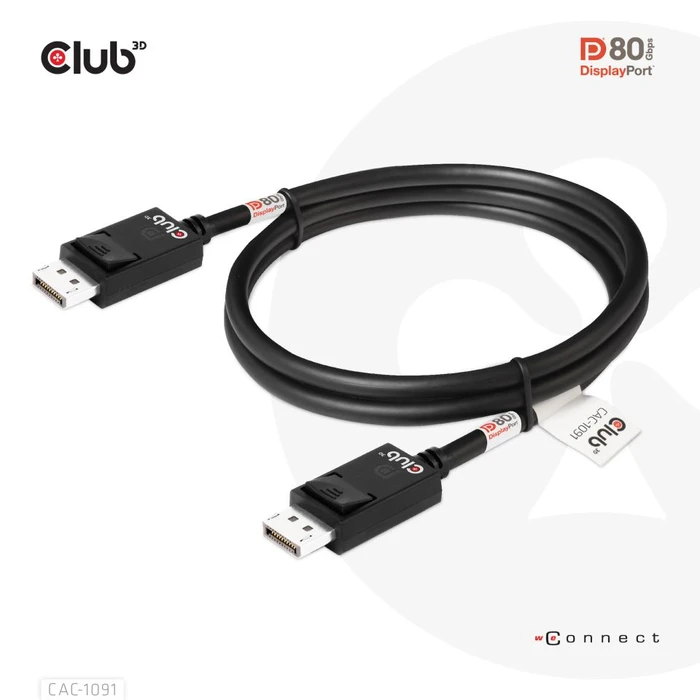 Club 3D DisplayPort 2.1 Kabel DP80 schwarz, 1.20m