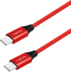 LogiLink USB 2.0 Kabel USB-C Stecker zu USB-C Stecker 1.0m rot