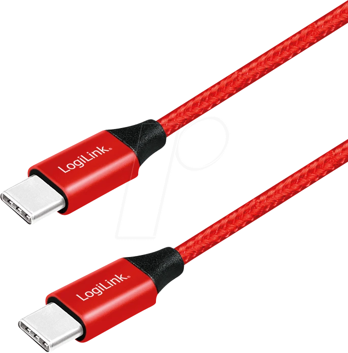 LogiLink USB 2.0 Kabel USB-C Stecker zu USB-C Stecker 1.0m rot