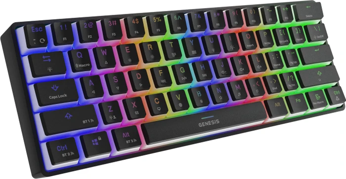 Genesis Thor 660 Wireless, PBT, schwarz, LEDs RGB, Gateron RED, USB/Bluetooth, US
