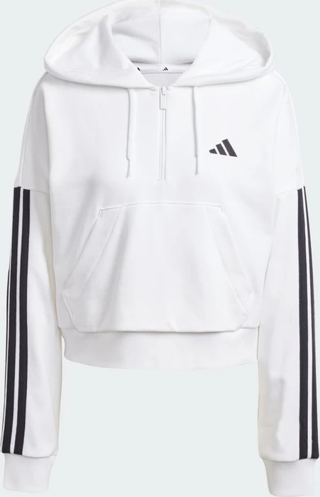 adidas Essentials 3-Streifen French Terry Quarter-Zip Hoodie weiß/schwarz (Damen)