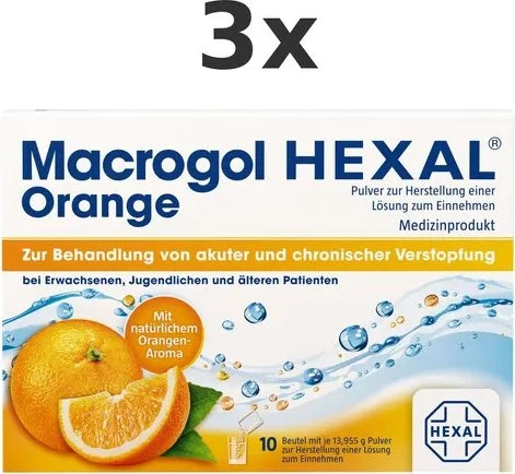 Hexal Macrogol Hexal Orange Pulver Beutel, 10 Stück