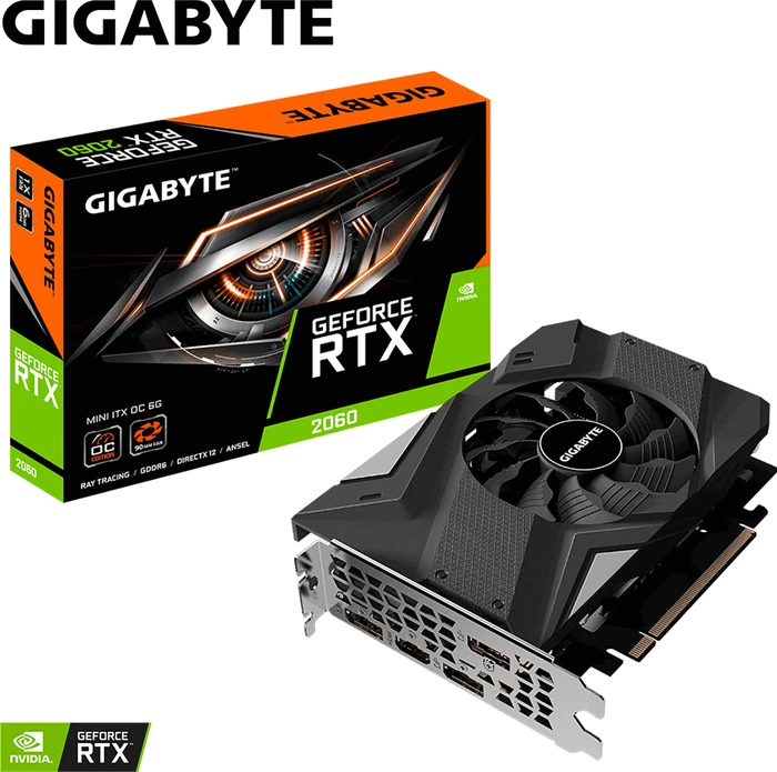 GIGABYTE GeForce RTX 2060 Mini ITX OC 6G (Rev. 1.0), 6GB GDDR6, HDMI, 3x DP