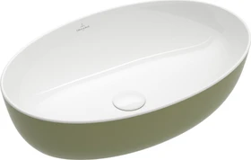 Villeroy & Boch Artis Aufsatzwaschbecken 610x410x130mm, ohne Hahnloch, ohne Überlauf, sage green