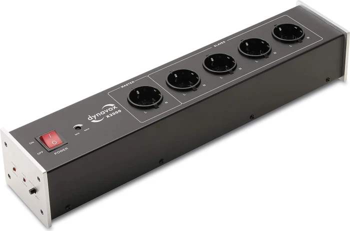 Dynavox HiFi-Steckdosenleiste X2000 mit Master-Slave-Funktion, 5-fach, 1.5m, silber/schwarz