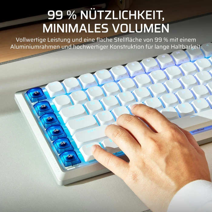 Corsair Vanguard Air 99 Wireless, weiß, LEDs RGB, Corsair OPX Low-Profile, USB/Bluetooth, DE
