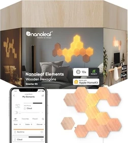 nanoleaf Elements Wood Look Hexagons Smart Lighting LED Panel Starterkit 2W, 13 Stück