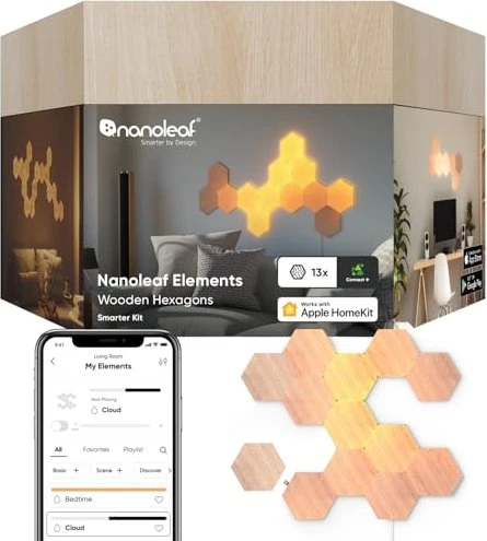 nanoleaf Elements Wood Look Hexagons Smart Lighting LED Panel
