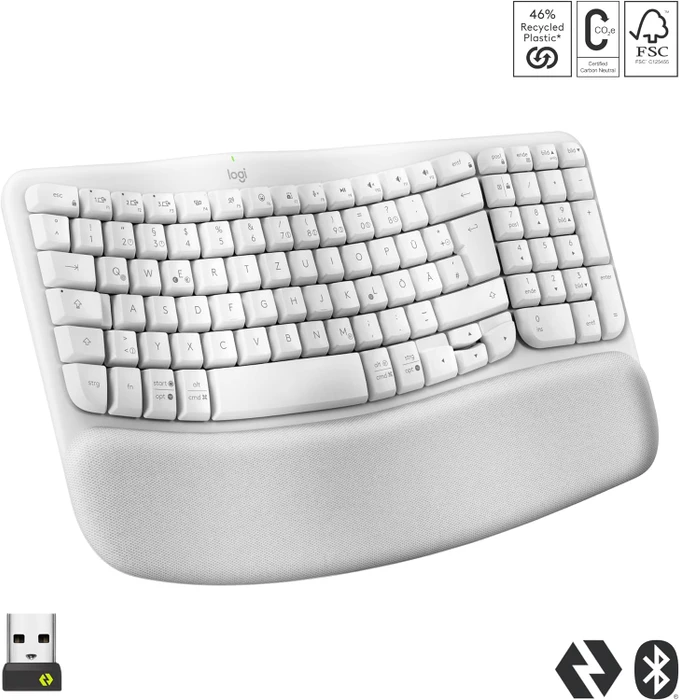 Logitech Wave Keys, Grauweiß, Logi Bolt, USB/Bluetooth, DE